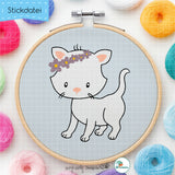 Stickdatei Frühlingskatze - Doodle-Datei - 4 Größen, 8 Formate