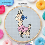 Stickdatei Winter-Lama 2 - Doodle-Datei - 4 Größen, 8 Formate