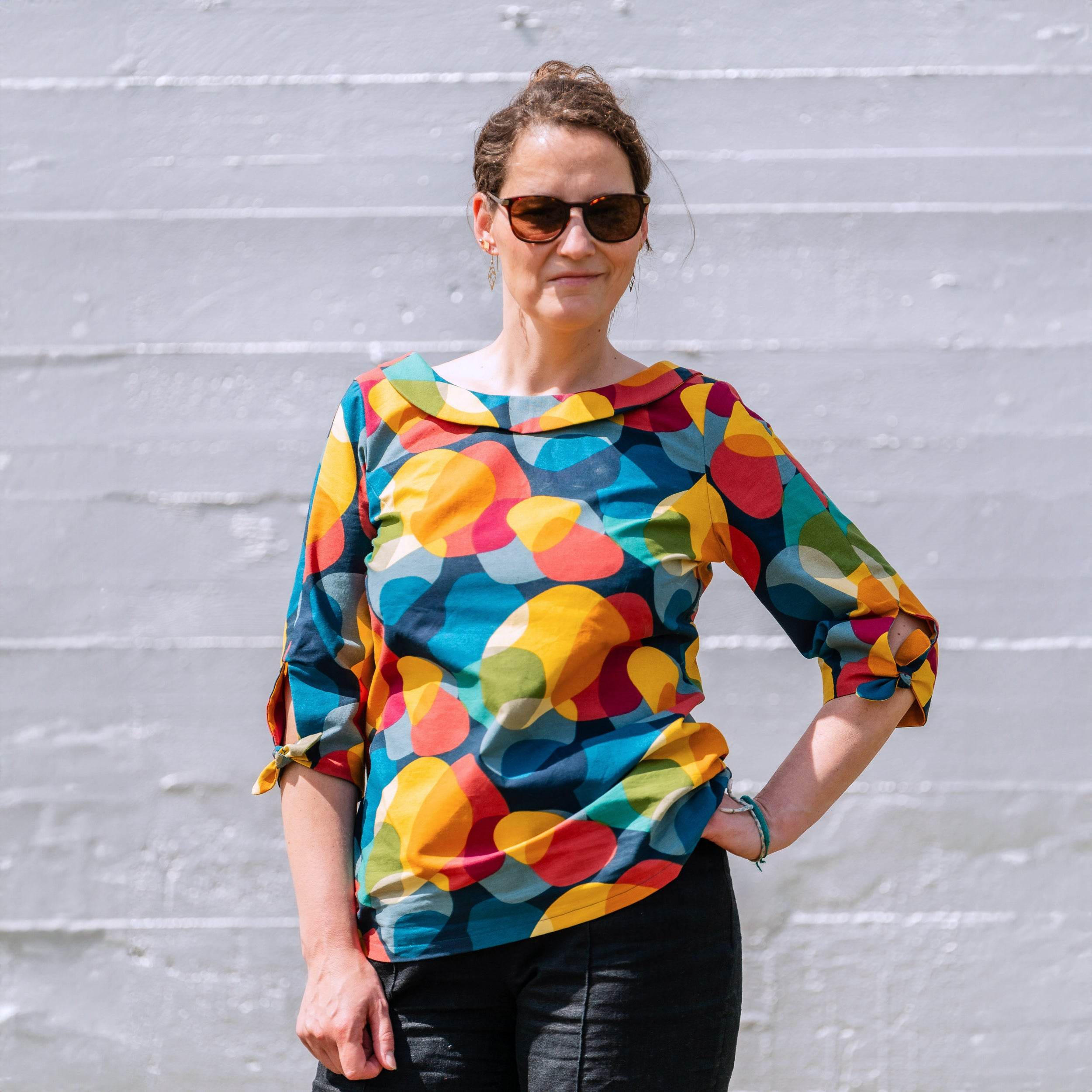 Schnittmuster BECCA - Bluse, Kleid mit Kragenvariationen, verschiedenen Ärmeln Gr. 34-54 - Sewando