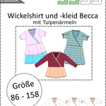 Schnittmuster Becca – Kinderkleid oder Shirt mit Wickeloptik aus Jersey Gr. 86-158 - Sewando