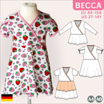 Becca – Kinderkleid oder Shirt mit Wickeloptik aus Jersey Gr. 86-158 - Sewando