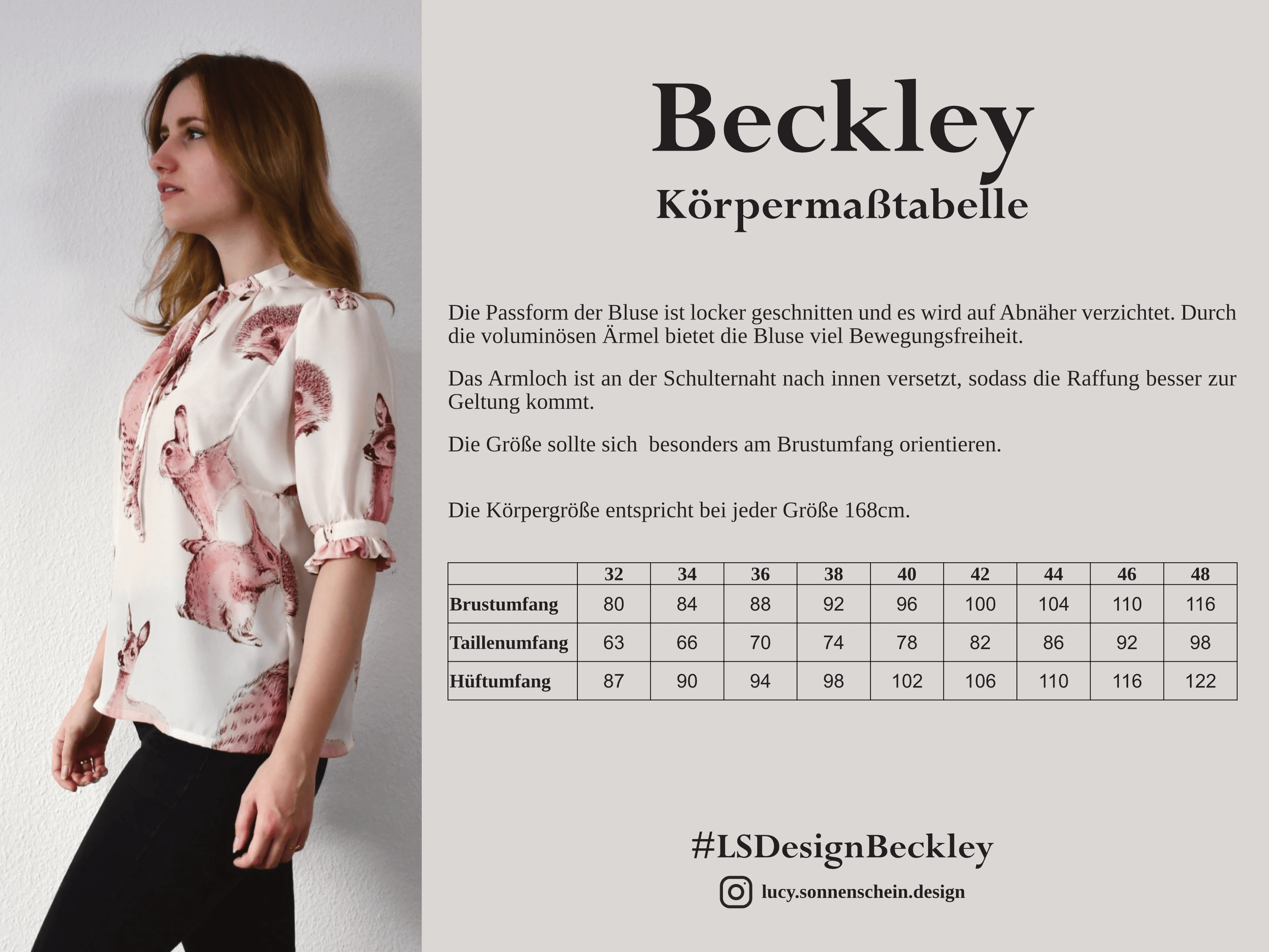 Verspielte Bluse - Beckley - PDF Schnittmuster - Gr. 32-48 - Sewando