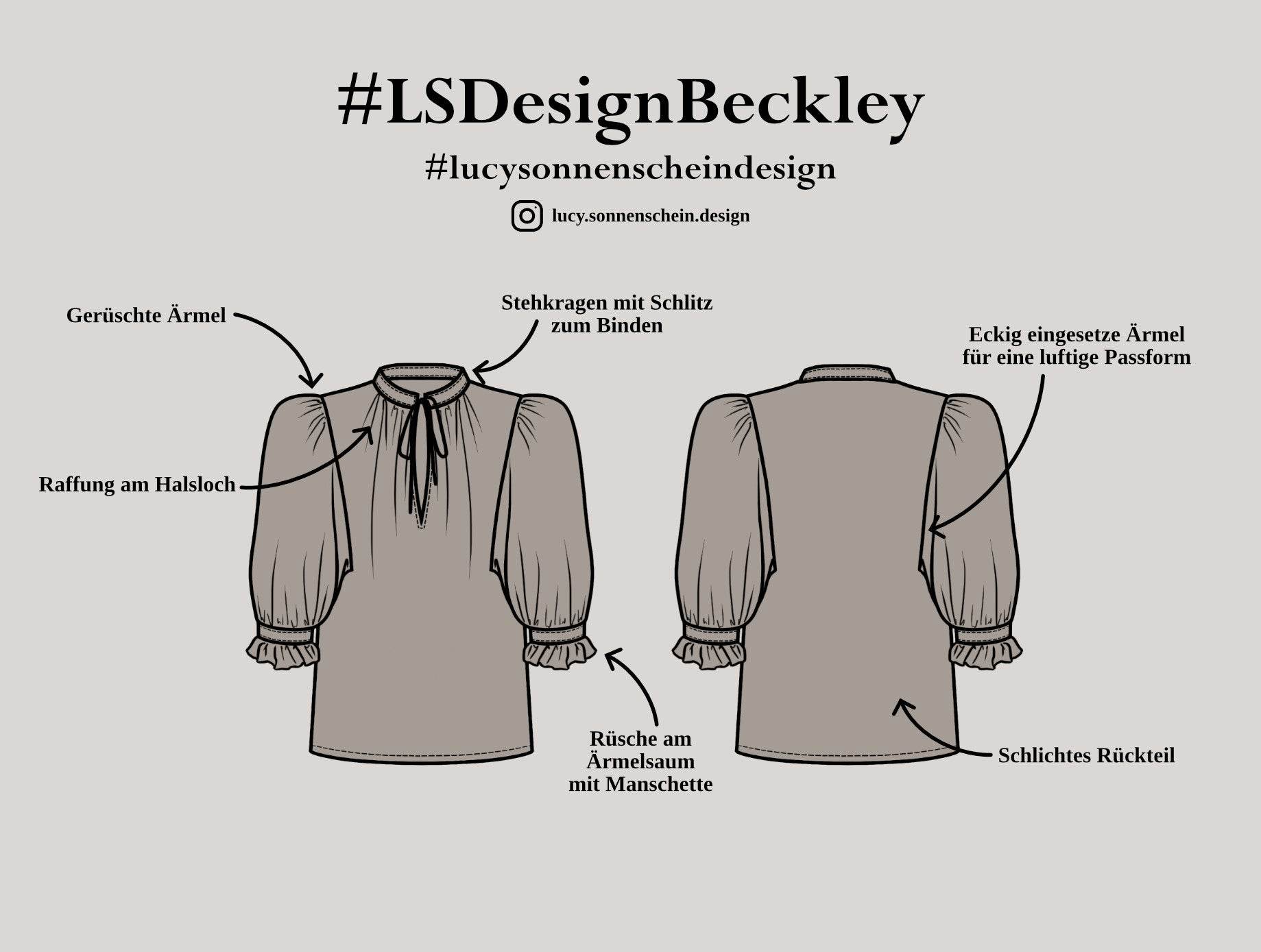 Verspielte Bluse - Beckley - Schnittmuster - Gr. 32-48 : - Sewando