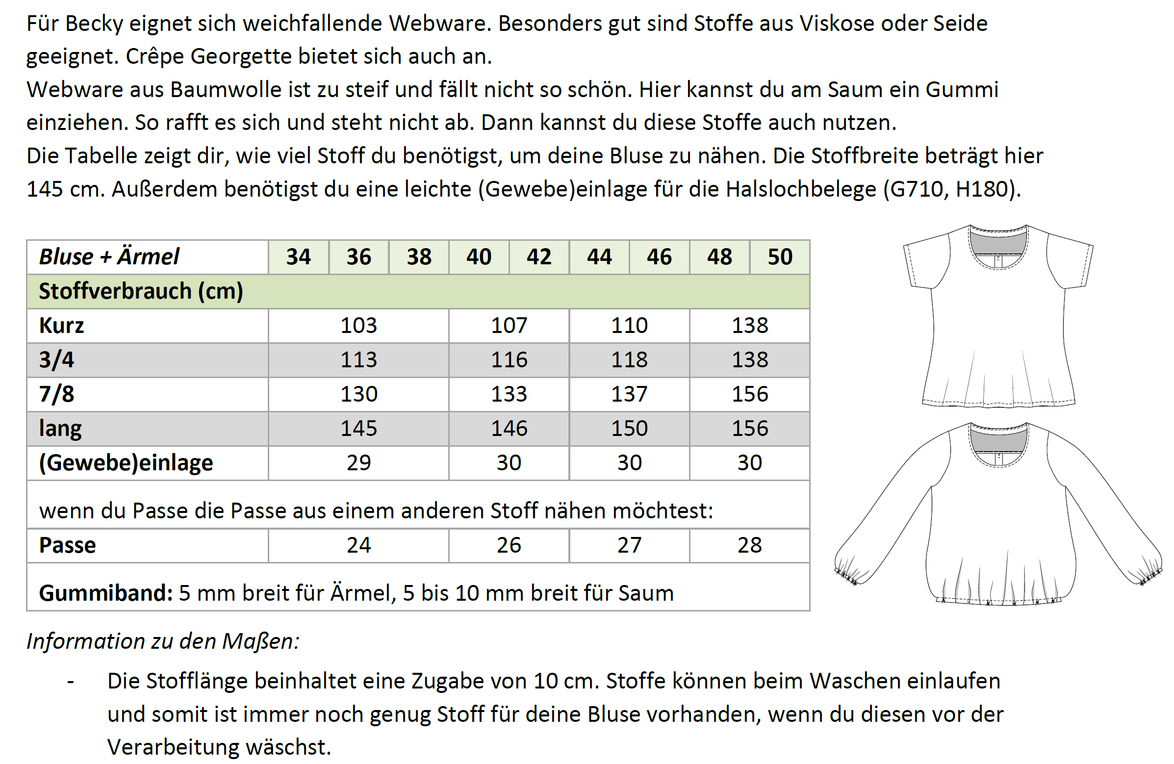 Becky – Lockere Bluse mit Passe & Brustabnähern Gr. 34-50 / BU 80-116 - Sewando