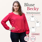 Schnittmuster Becky – Lockere Bluse mit Passe & Brustabnähern Gr. 34-50 / BU 80-116