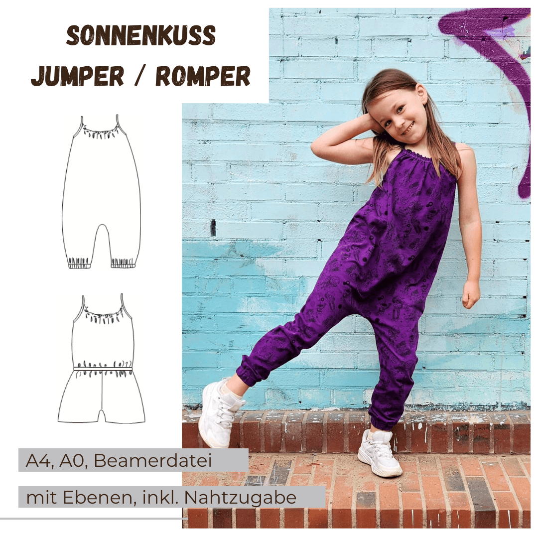 Schnittmuster Sonnenkuss - Jumper / Romper Größen 62-134 : - Sewando