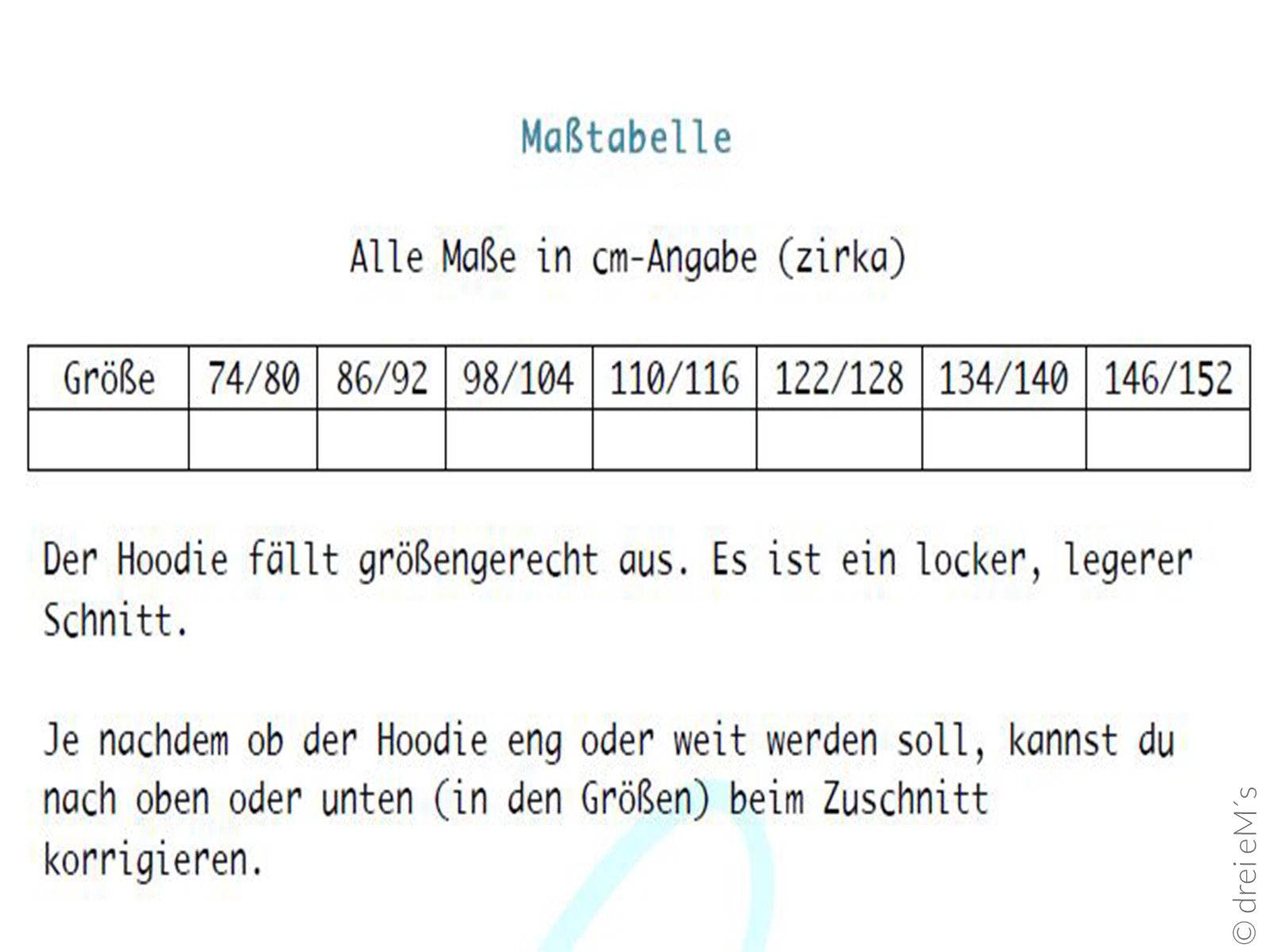 Schnittmuster Hoodie mini JOLINE Gr. 74/80-146/152 + gratis Plotterdatei : - Sewando