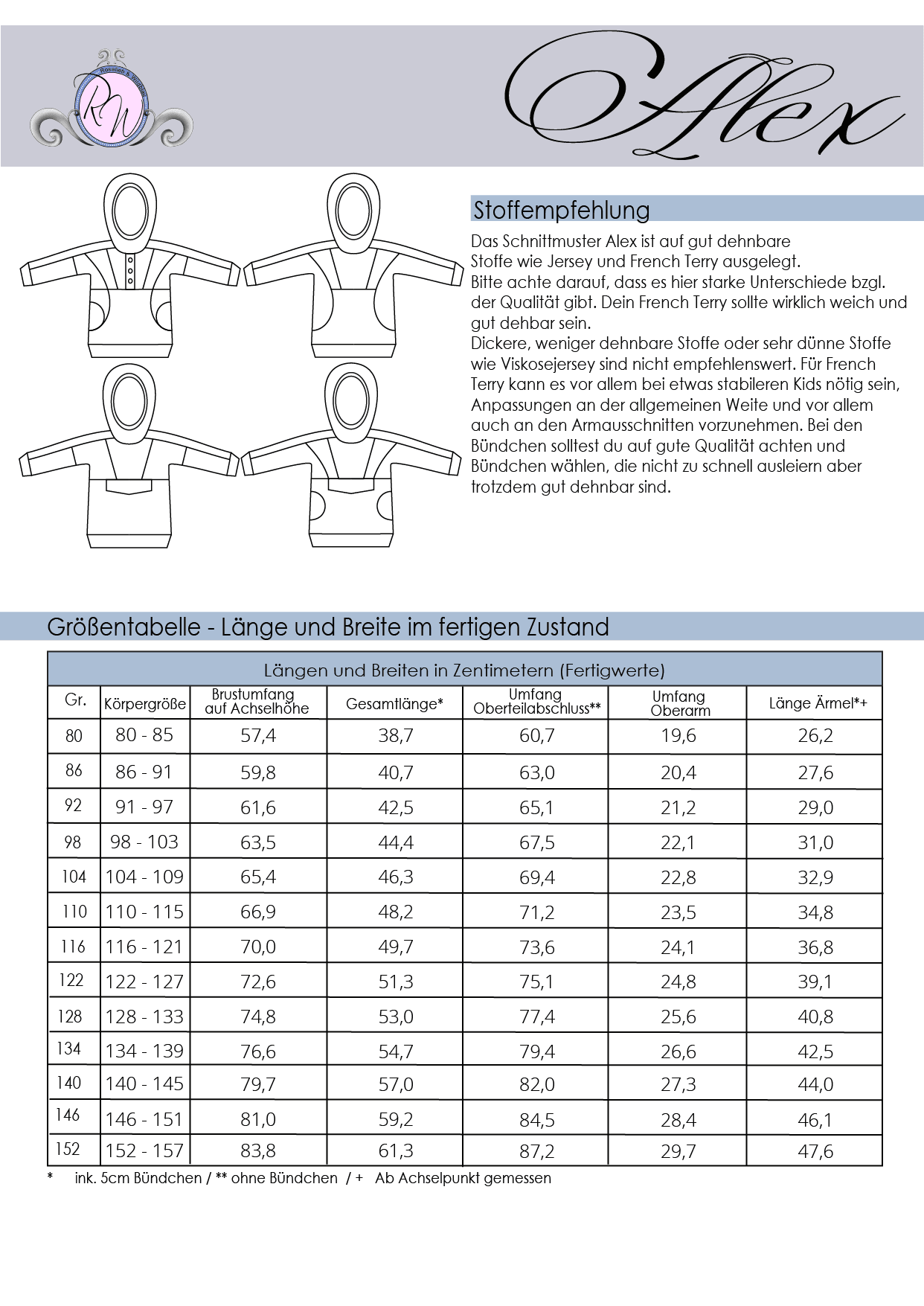Schnittmuster Pullover Alex Gr. 80 bis 152 - Sewando
