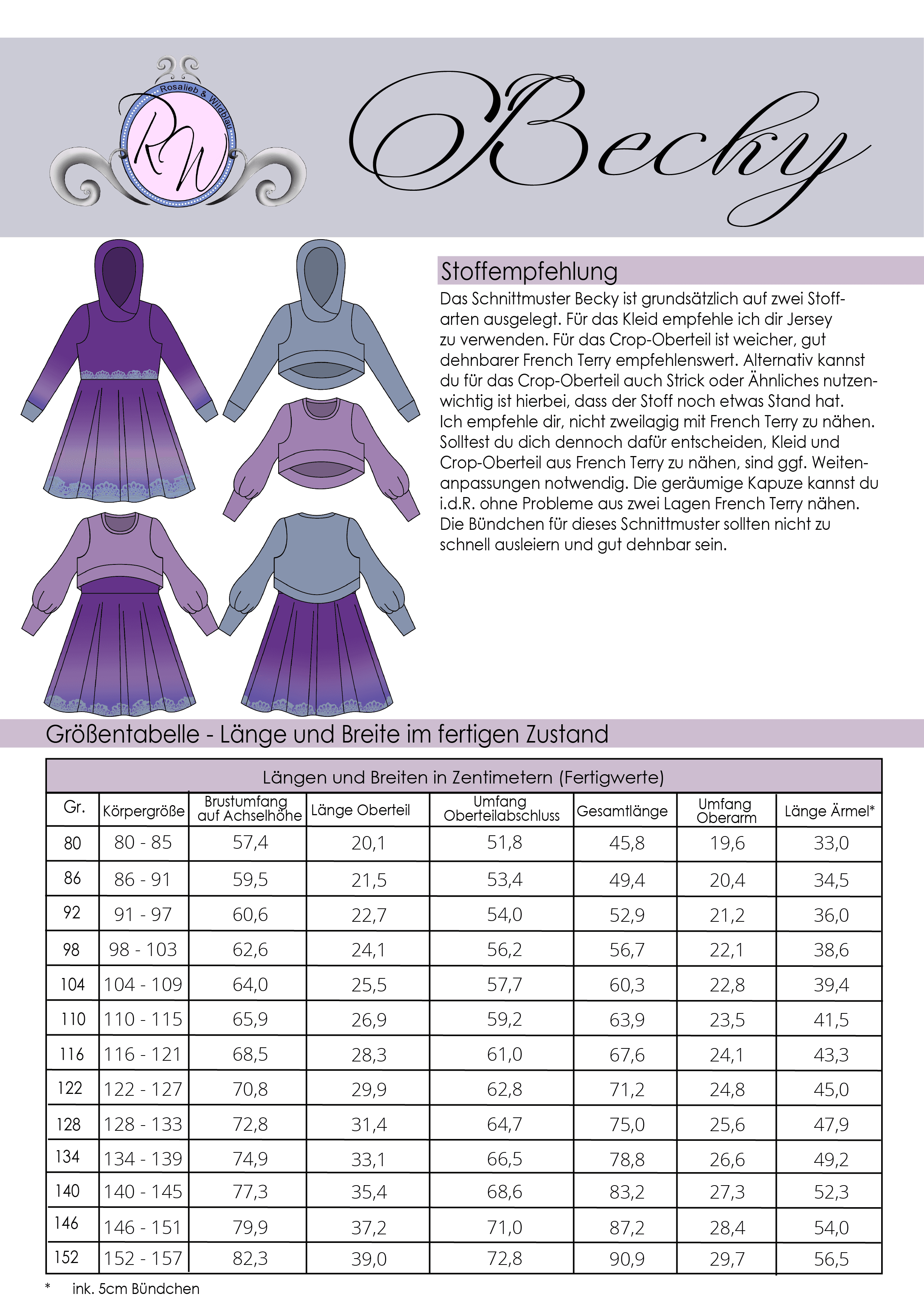 Schnittmuster Kleid Becky Gr. 80 bis 152 - Sewando