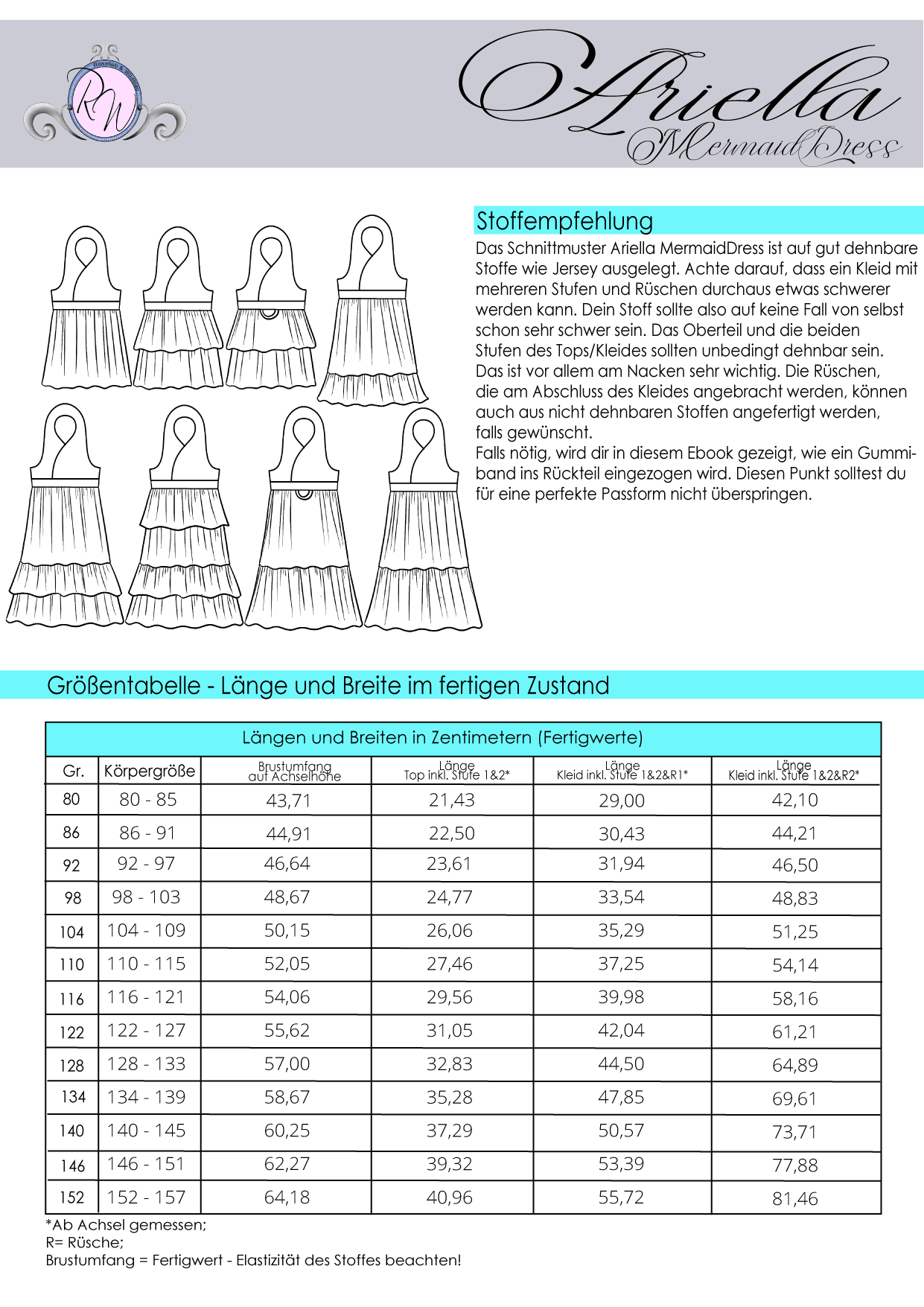 Schnittmuster Ariella MermaidDress Gr. 80 bis 152 - Sewando