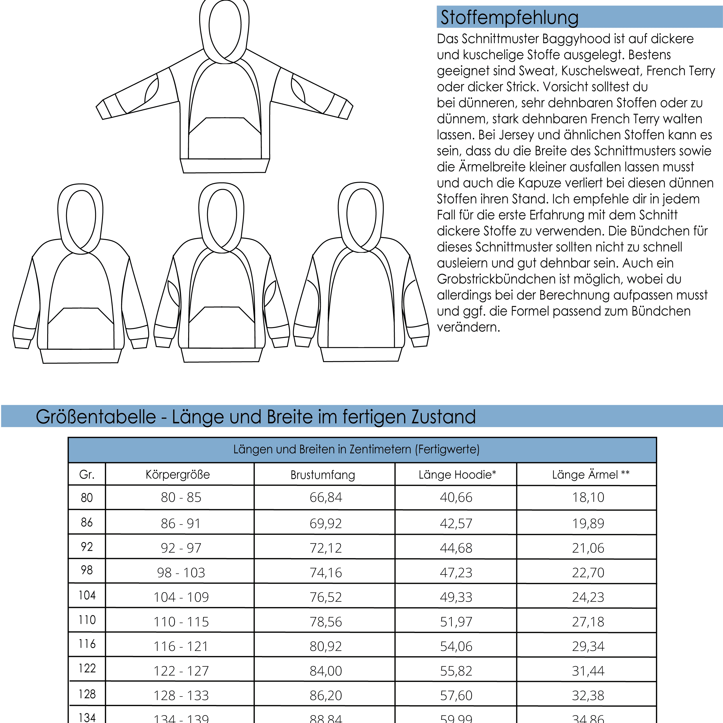 Schnittmuster Baggyhood Kids Gr. 80 bis 152 - Sewando