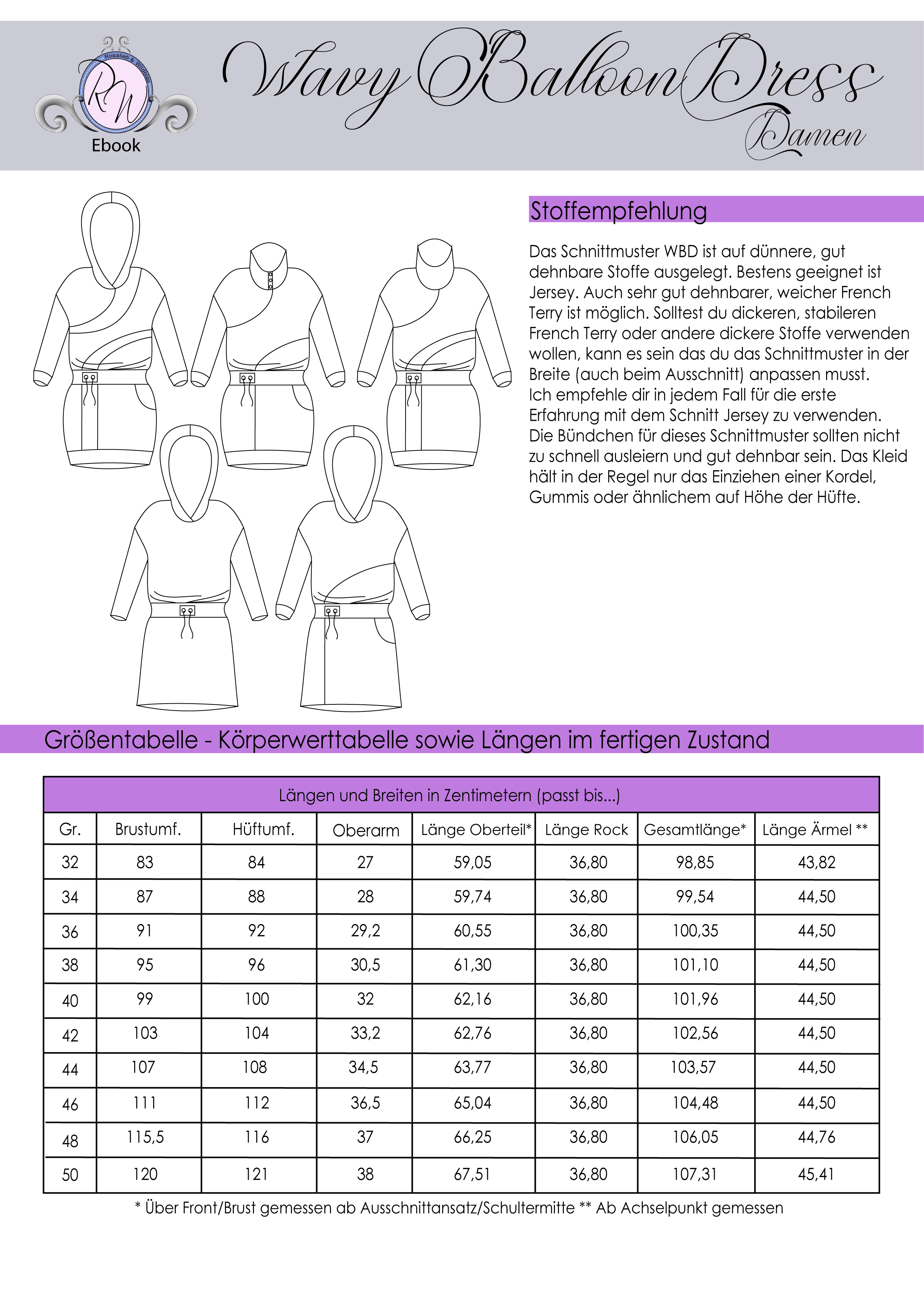 Schnittmuser WeavyBallonDress Gr. 32 bis 50 - Sewando