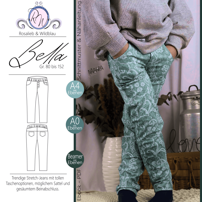 Schnittmuster Bella Jeggins Gr. 80 bis 152 - Sewando