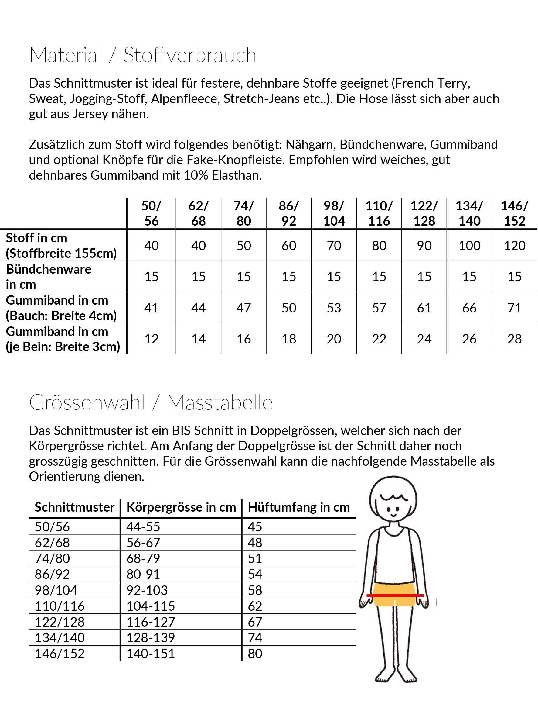 Hose Ben, Schnittmuster Grösse 50-152 - Sewando