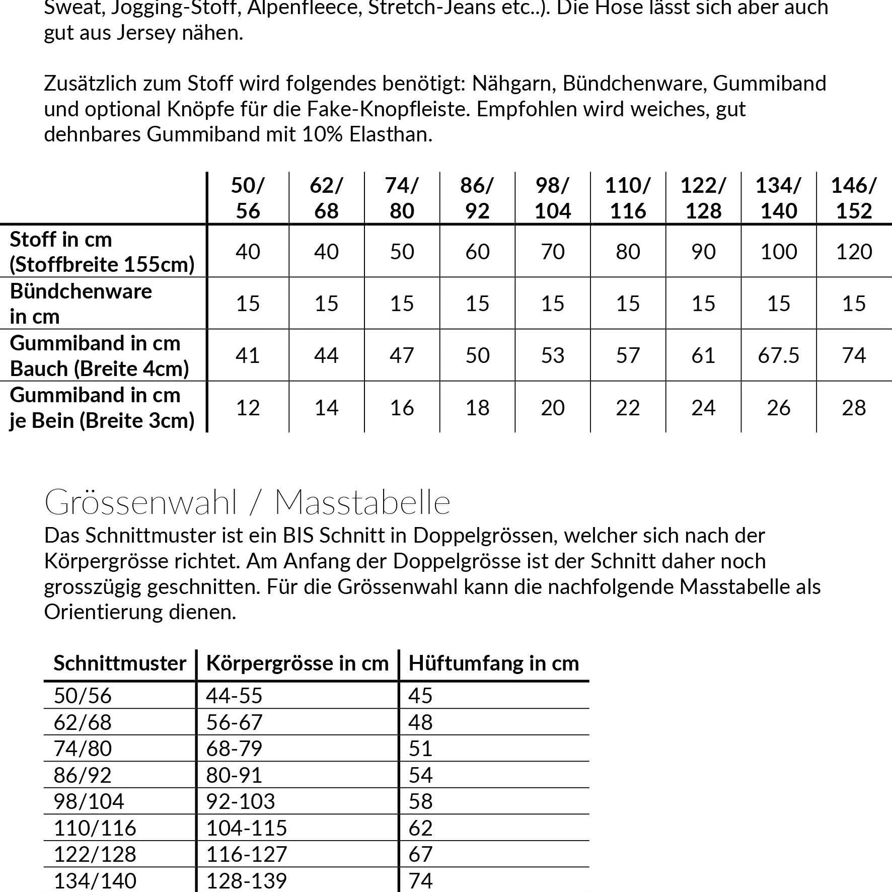 Hose Ben, Schnittmuster Grösse 50-152 - Sewando