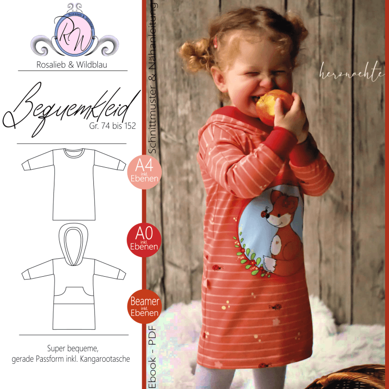 Schnittmuster Bequemkleid Gr. 74 bis 152 - Sewando