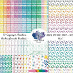 Digiset „Rainbow“ bunt! Digipaper, Digistamps - Sewando