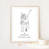 Digitale Plotterdatei „The Best Memories Come From Bad Ideas Done with Best Friends“ – Line Art Design mit zwei Mädels, die sich umarmen. Ideal für Freundschaftsgeschenke und DIY-Projekte für Freundinnen.