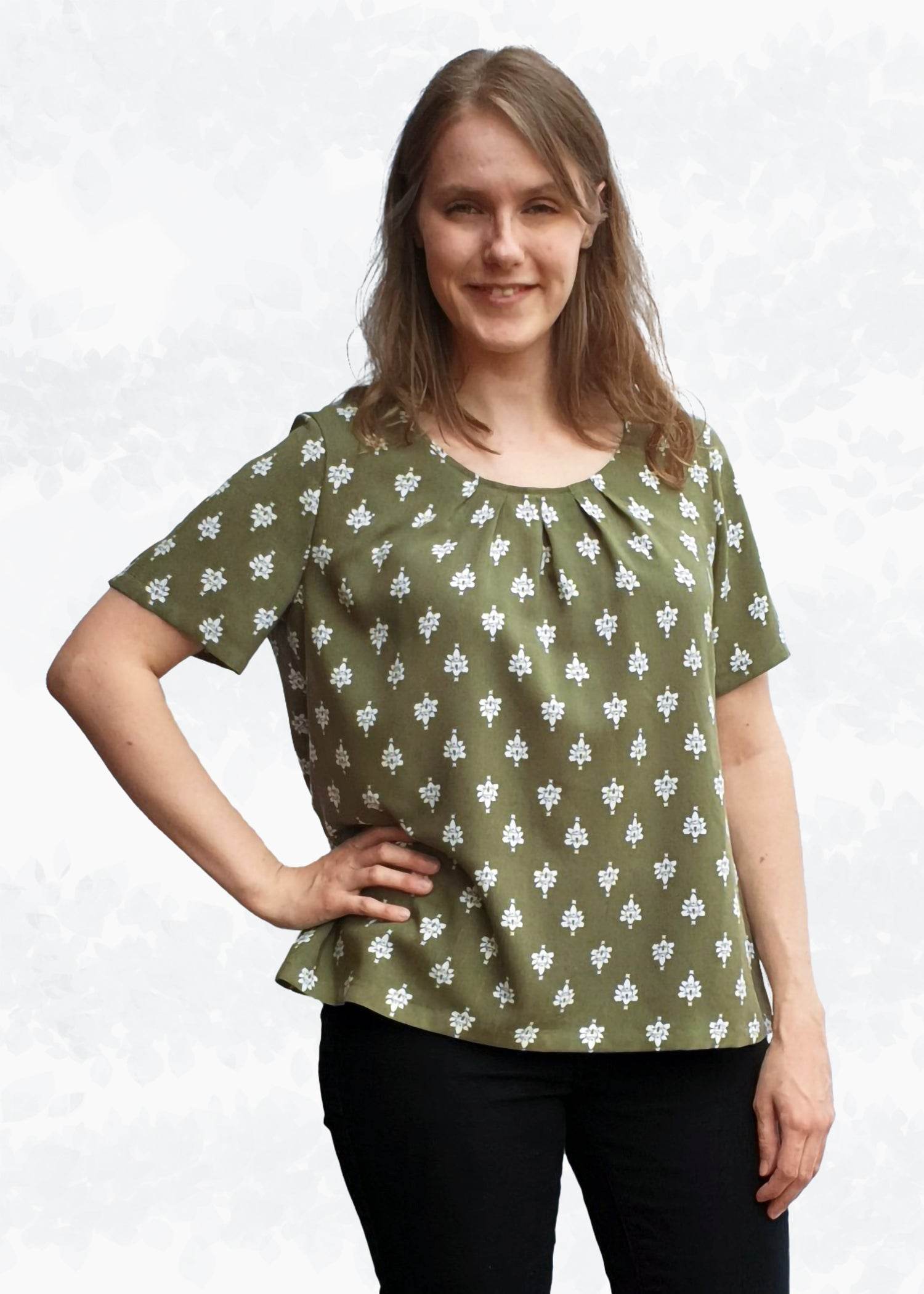 Schnittmuster Betty – Bluse mit Falten & Kellerfalte in 4 Ärmellängen Gr. 34-50 / Bu 80-116 - Sewando