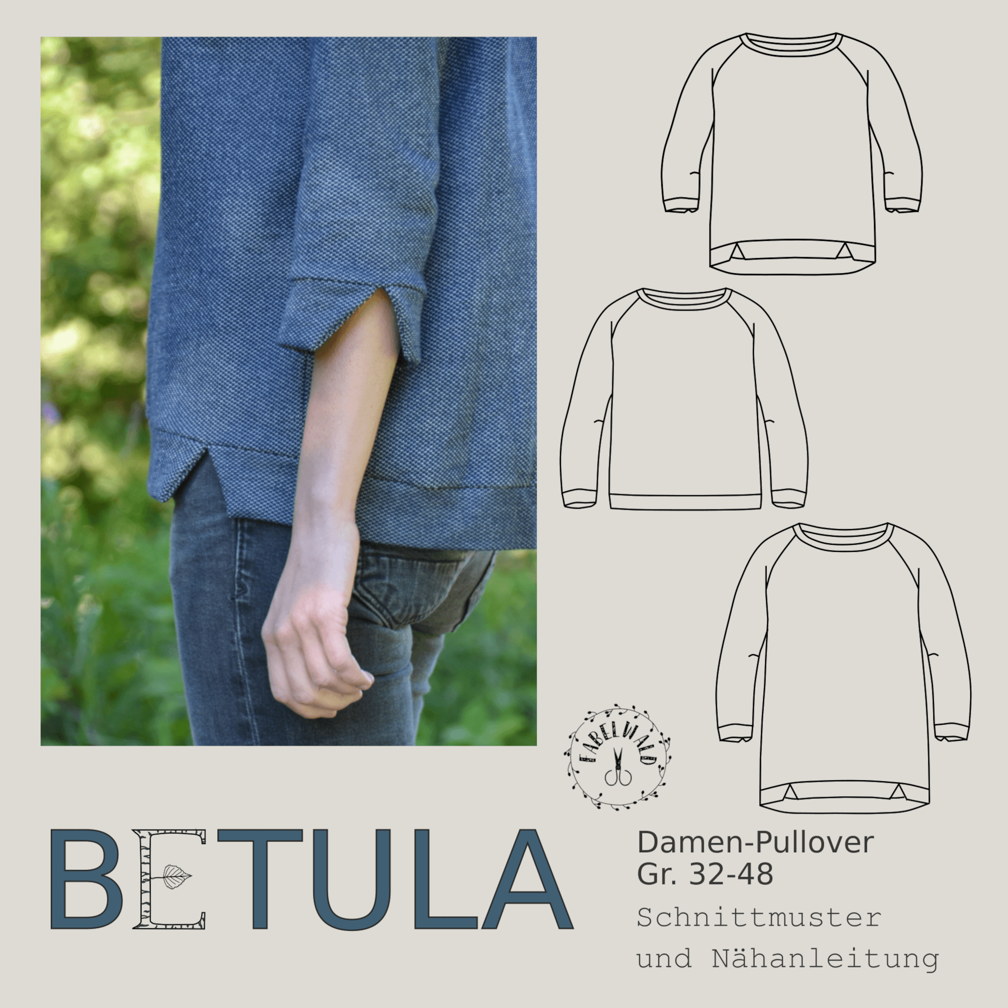 Schnittmuster PULLOVER BETULA Gr. 32-48 - Sewando