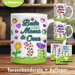 Tassenbanderole Beste Bonus Mama & Oma | Sublimation | Tassenvorlage für 350ml 11oz Tasse - Sewando