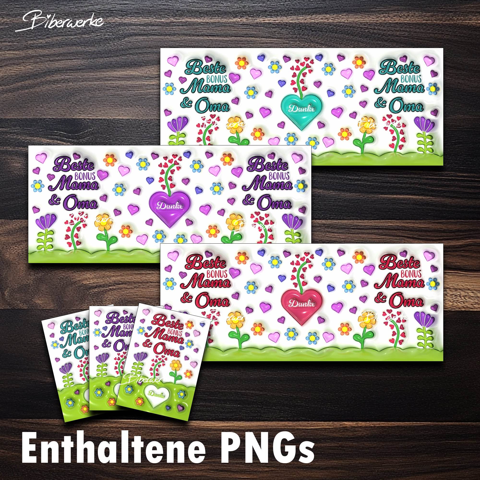 Tassenbanderole Beste Bonus Mama & Oma | Sublimation | Tassenvorlage für 350ml 11oz Tasse - Sewando