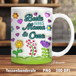 Tassenbanderole Beste Bonus Mama & Oma | Sublimation | Tassenvorlage für 350ml 11oz Tasse - Sewando