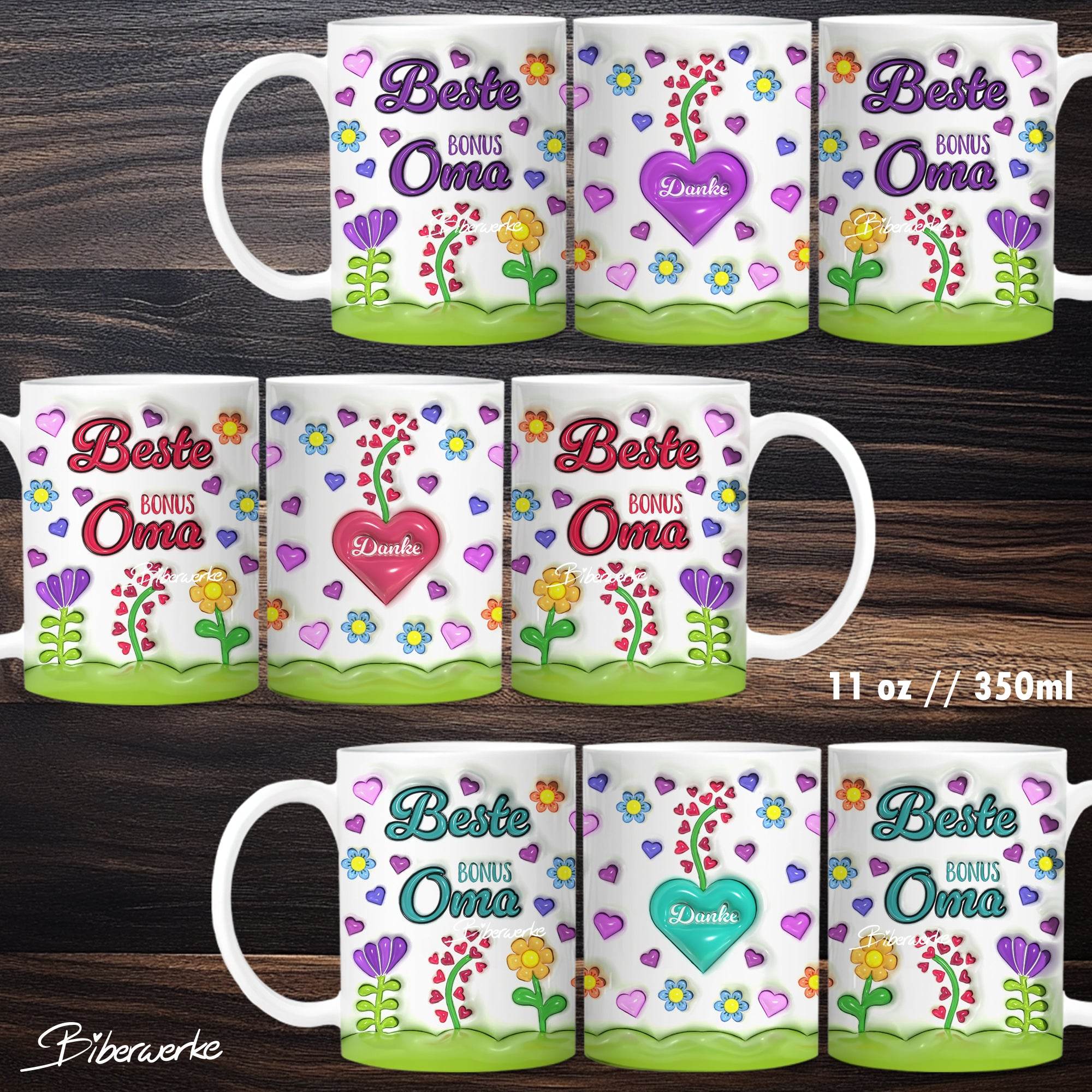 Tassenbanderole Beste Bonus Oma | Sublimation | Tassenvorlage für 350ml 11oz Tasse - Sewando