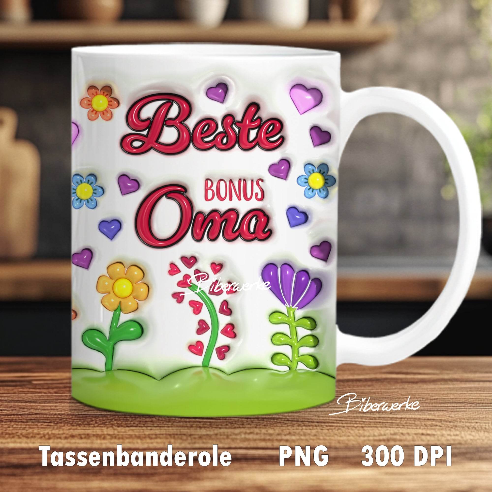 Tassenbanderole Beste Bonus Oma | Sublimation | Tassenvorlage für 350ml 11oz Tasse - Sewando