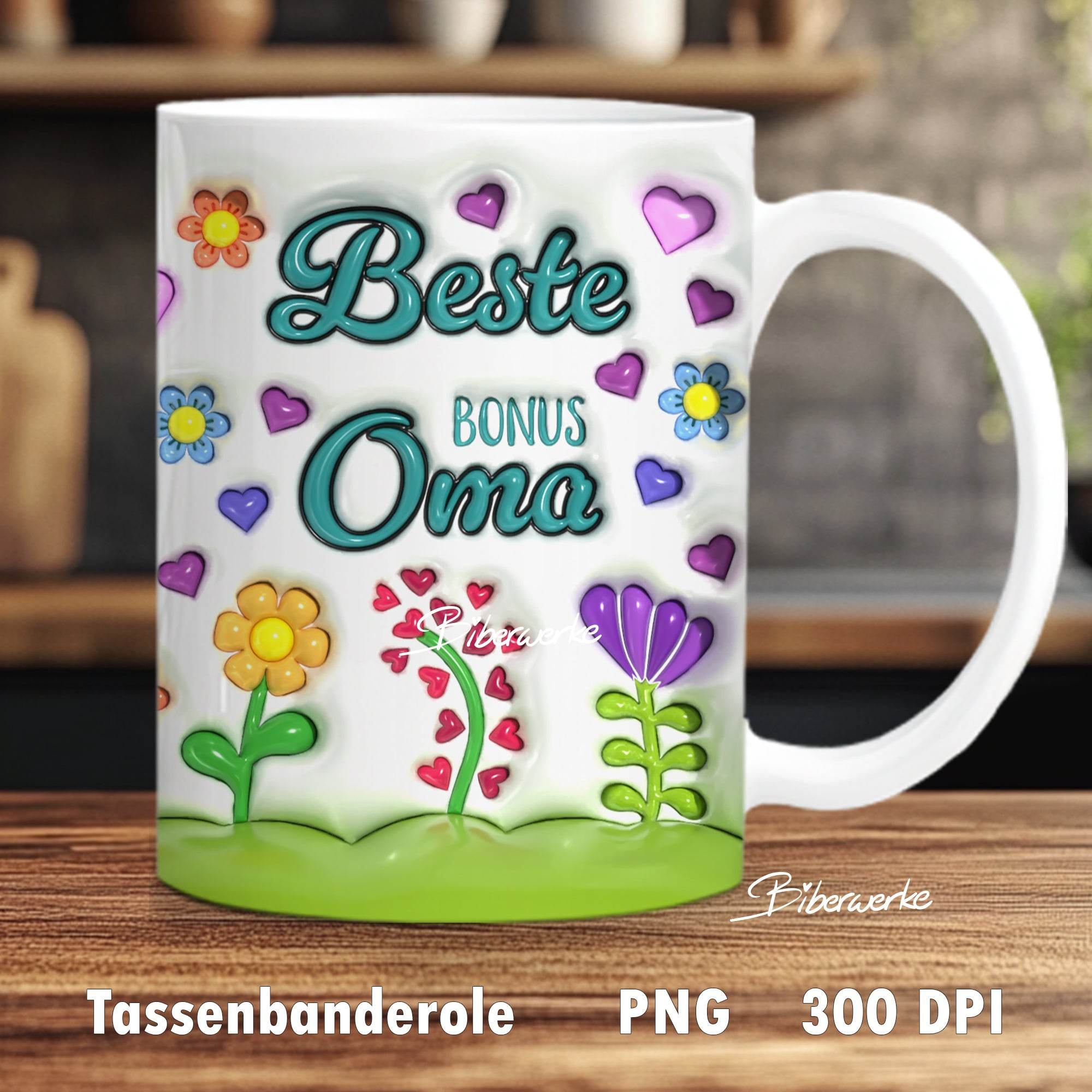Tassenbanderole Beste Bonus Oma | Sublimation | Tassenvorlage für 350ml 11oz Tasse - Sewando