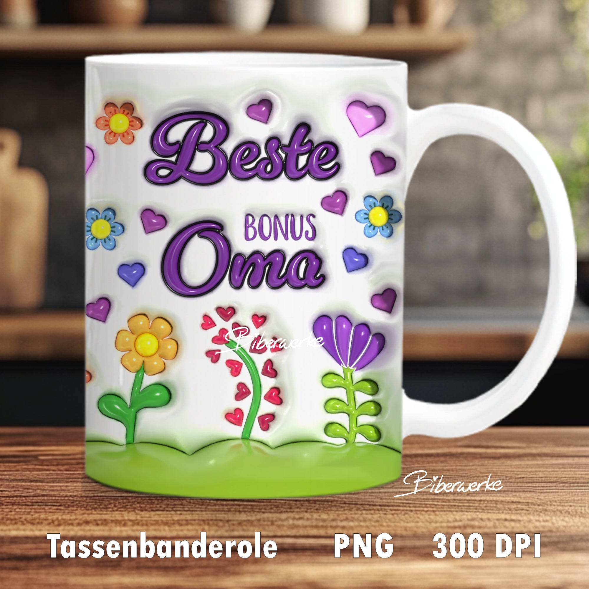 Tassenbanderole Beste Bonus Oma | Sublimation | Tassenvorlage für 350ml 11oz Tasse - Sewando