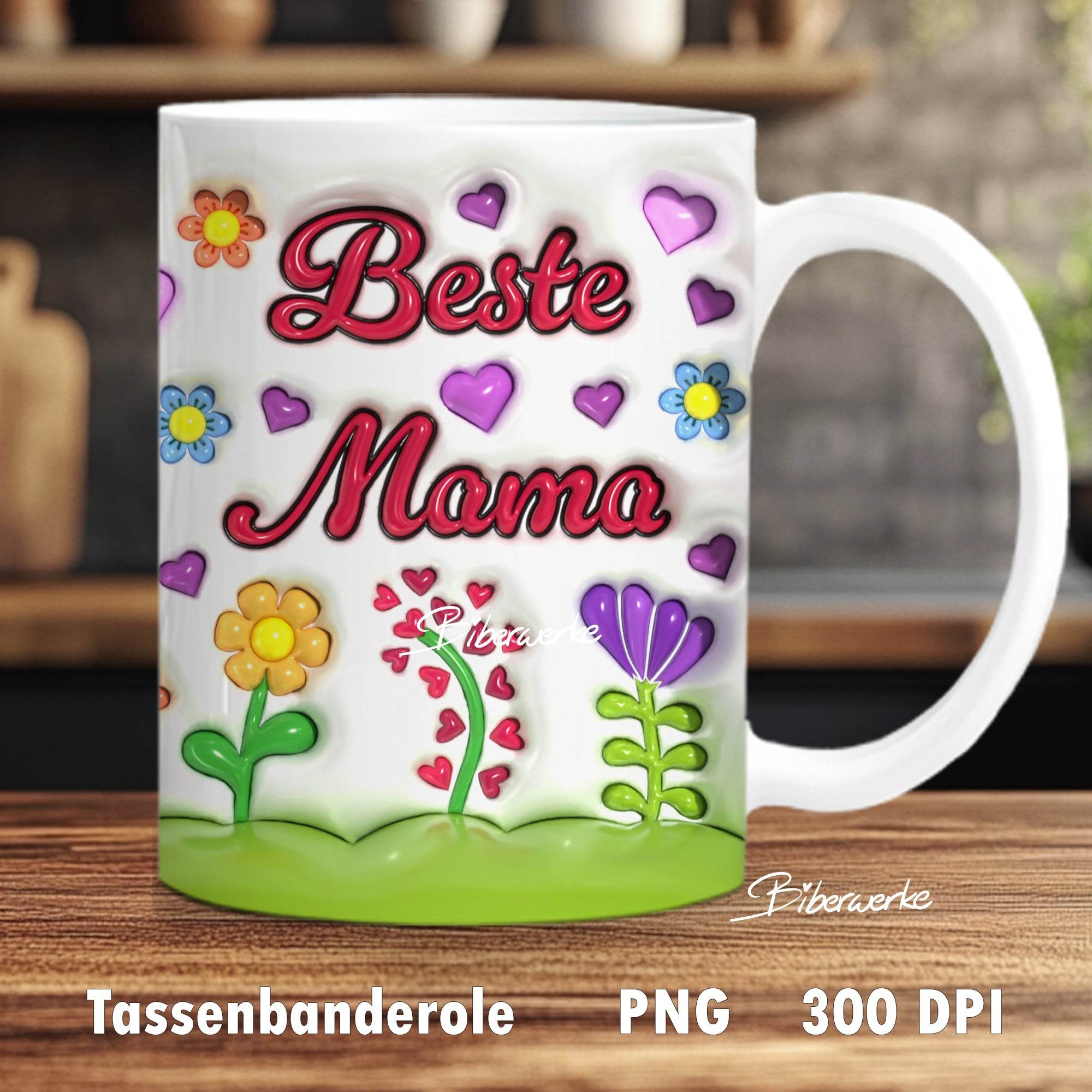 Tassenbanderole Beste Mama | Sublimation | Tassenvorlage für 350ml 11oz Tasse - Sewando