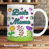 Tassenbanderole Beste Mama | Sublimation | Tassenvorlage für 350ml 11oz Tasse - Sewando