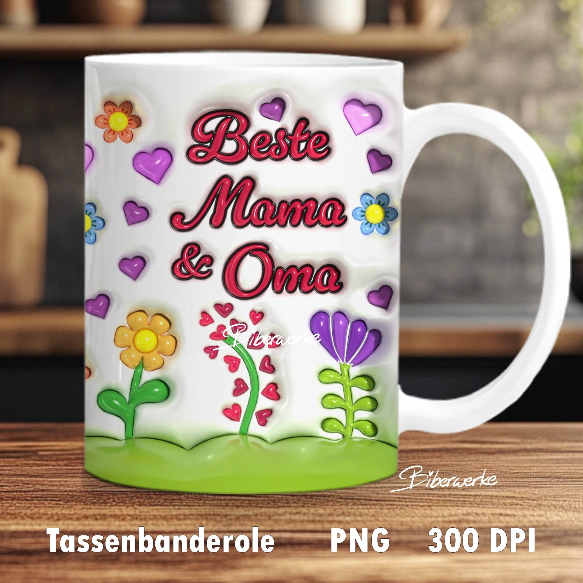 Tassenbanderole Beste Mama & Oma | Sublimation | Tassenvorlage für 350ml 11oz Tasse - Sewando