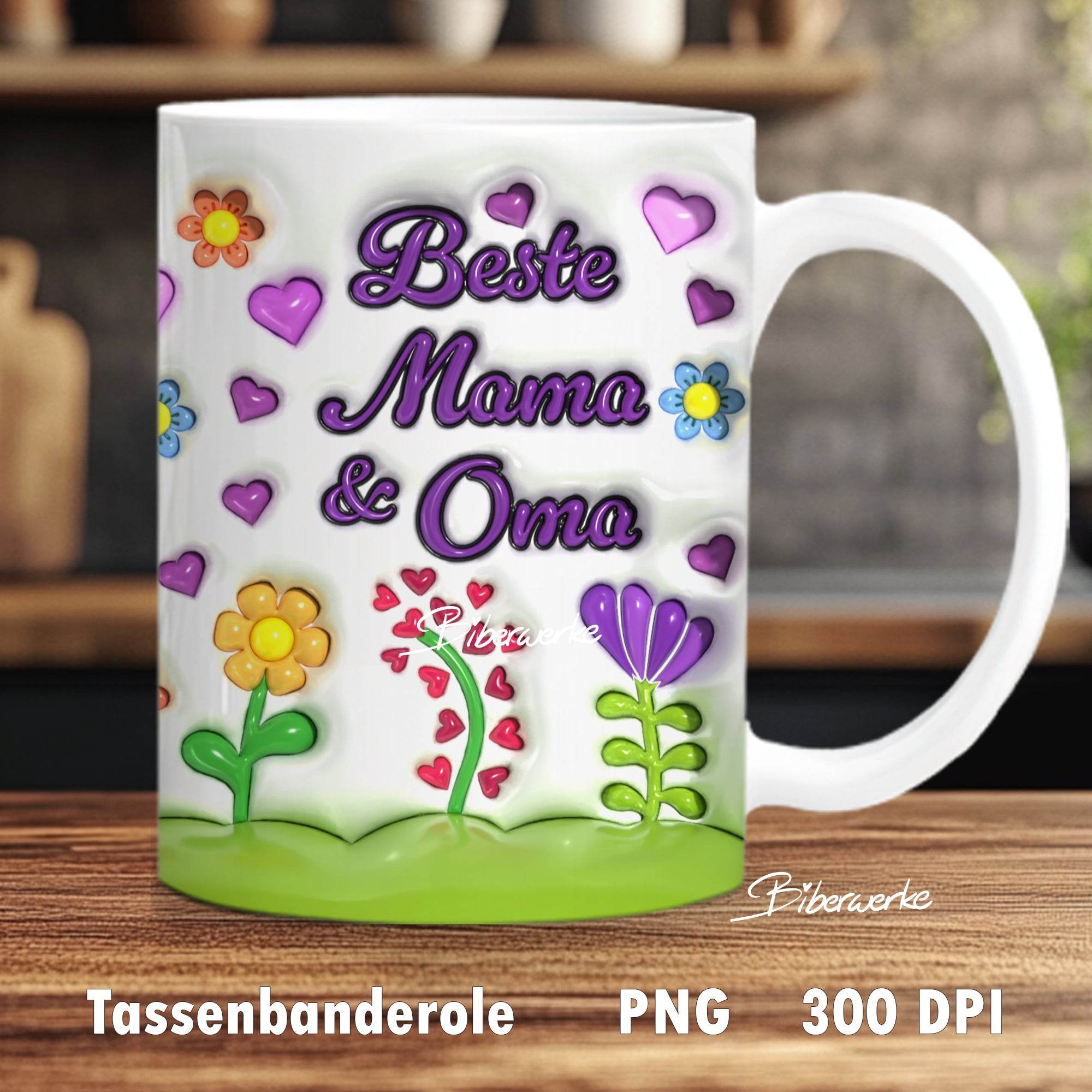 Tassenbanderole Beste Mama & Oma | Sublimation | Tassenvorlage für 350ml 11oz Tasse - Sewando