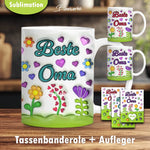 Tassenbanderole Beste Oma | Sublimation | Tassenvorlage für 350ml 11oz Tasse - Sewando