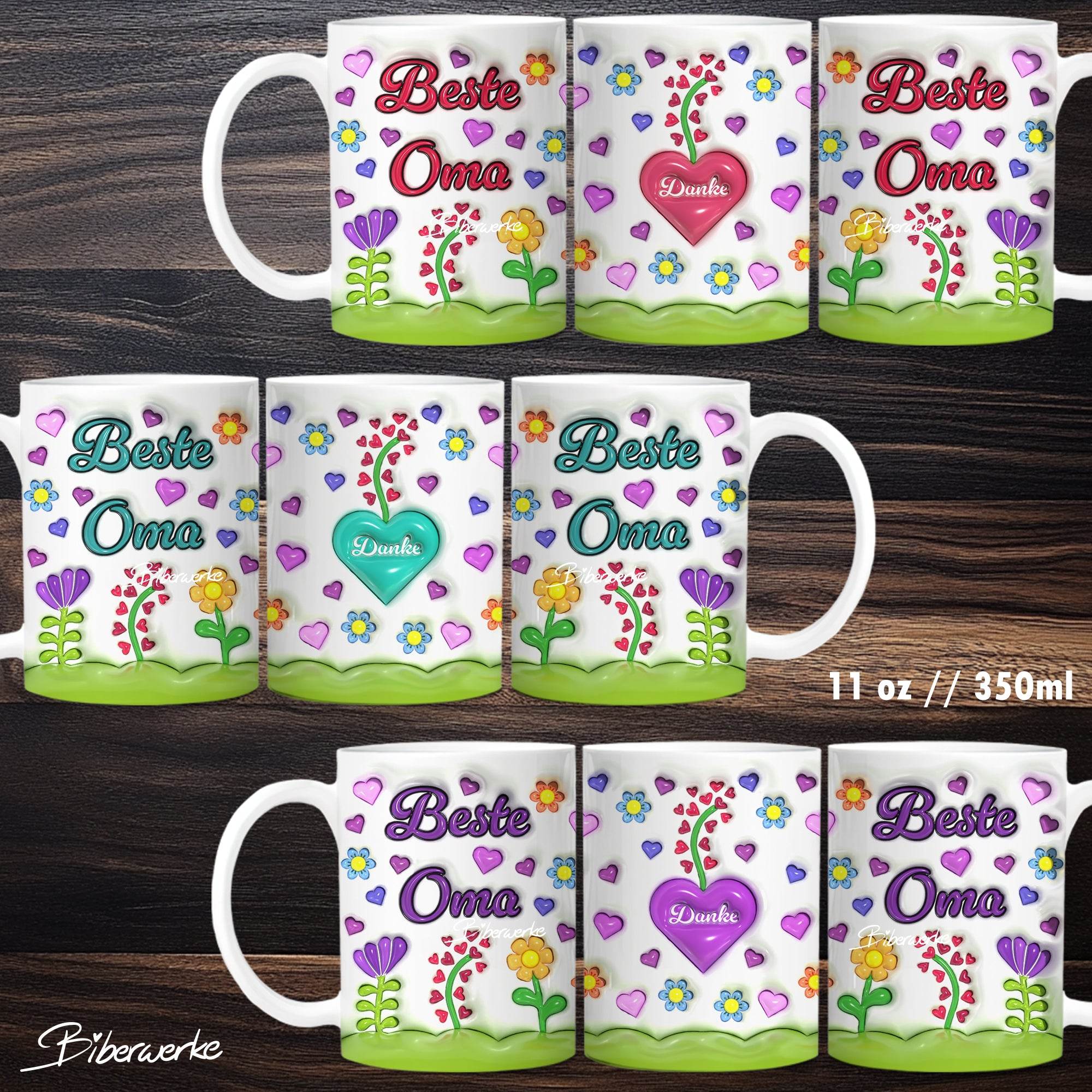 Tassenbanderole Beste Oma | Sublimation | Tassenvorlage für 350ml 11oz Tasse - Sewando