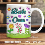 Tassenbanderole Beste Oma | Sublimation | Tassenvorlage für 350ml 11oz Tasse - Sewando
