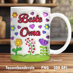 Tassenbanderole Beste Oma | Sublimation | Tassenvorlage für 350ml 11oz Tasse - Sewando