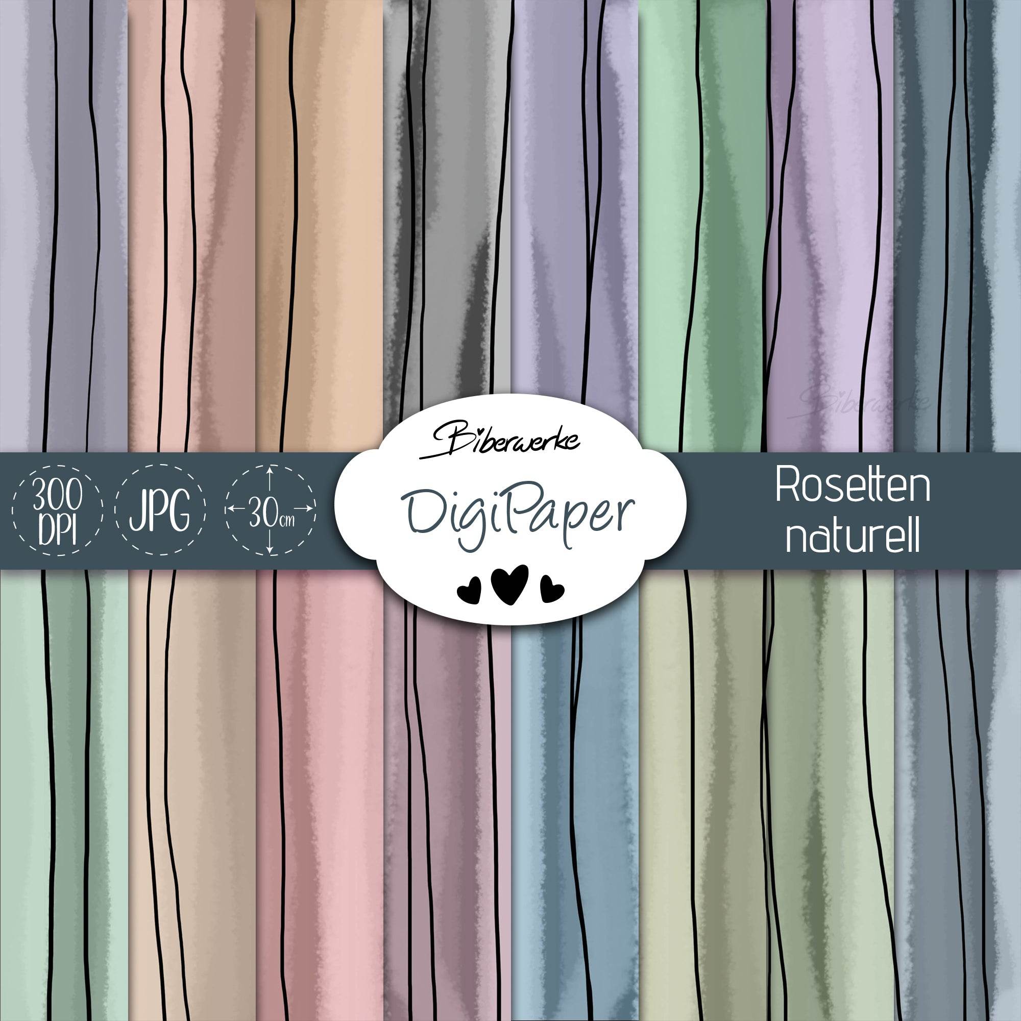 DigiPaper | Rosetten naturell | 16 teiliges Set zum Drucken & Sublimieren - Sewando