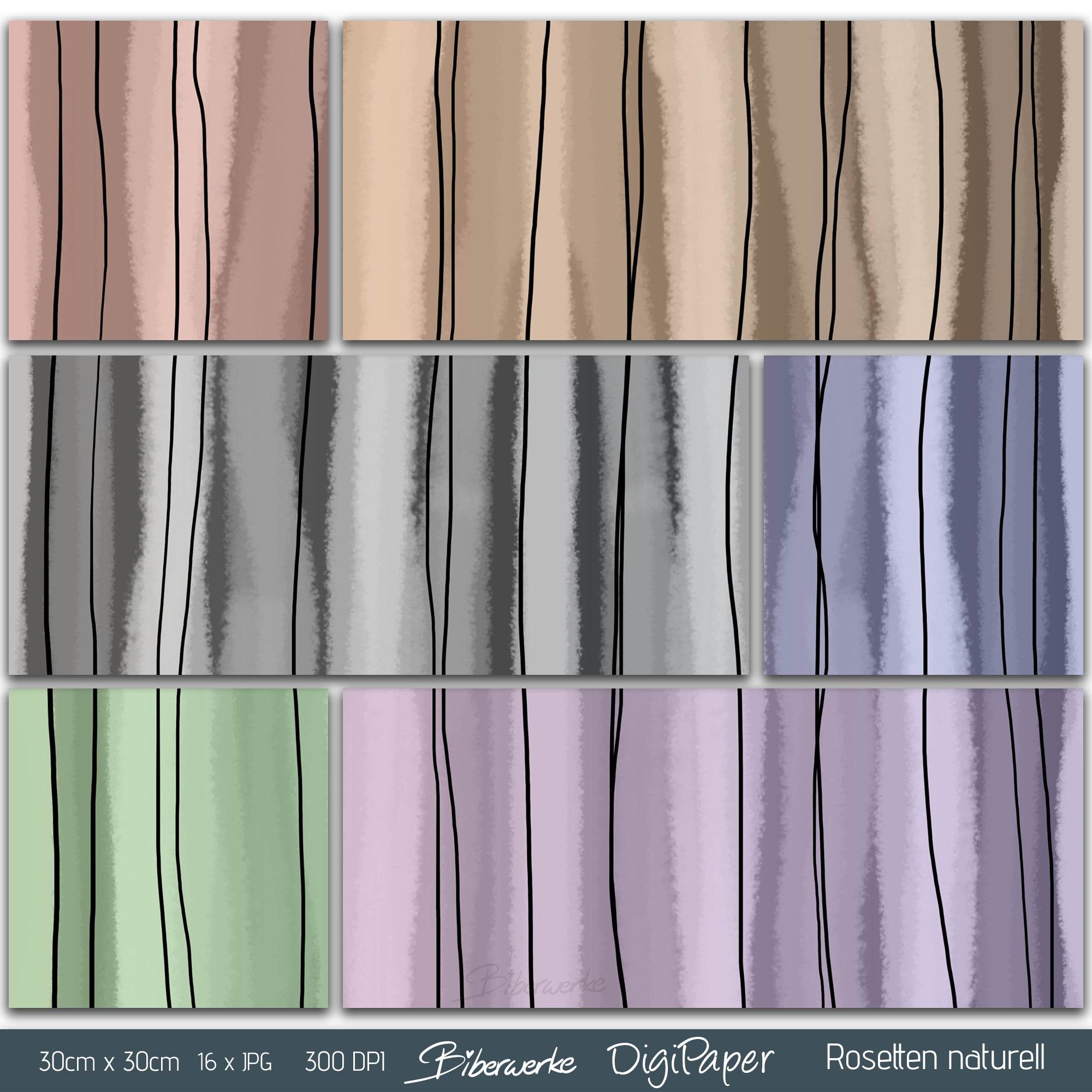 DigiPaper | Rosetten naturell | 16 teiliges Set zum Drucken & Sublimieren - Sewando