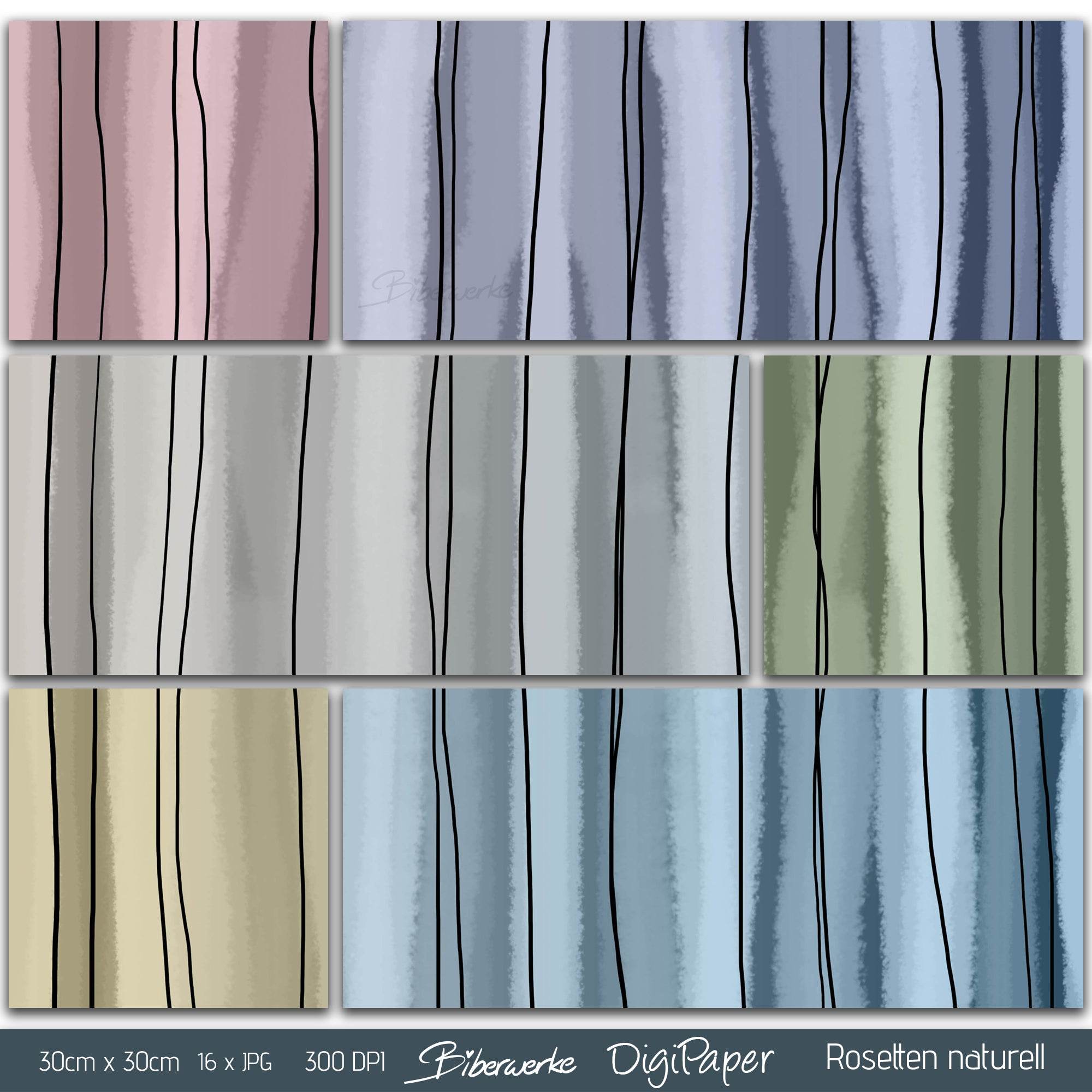 DigiPaper | Rosetten naturell | 16 teiliges Set zum Drucken & Sublimieren - Sewando