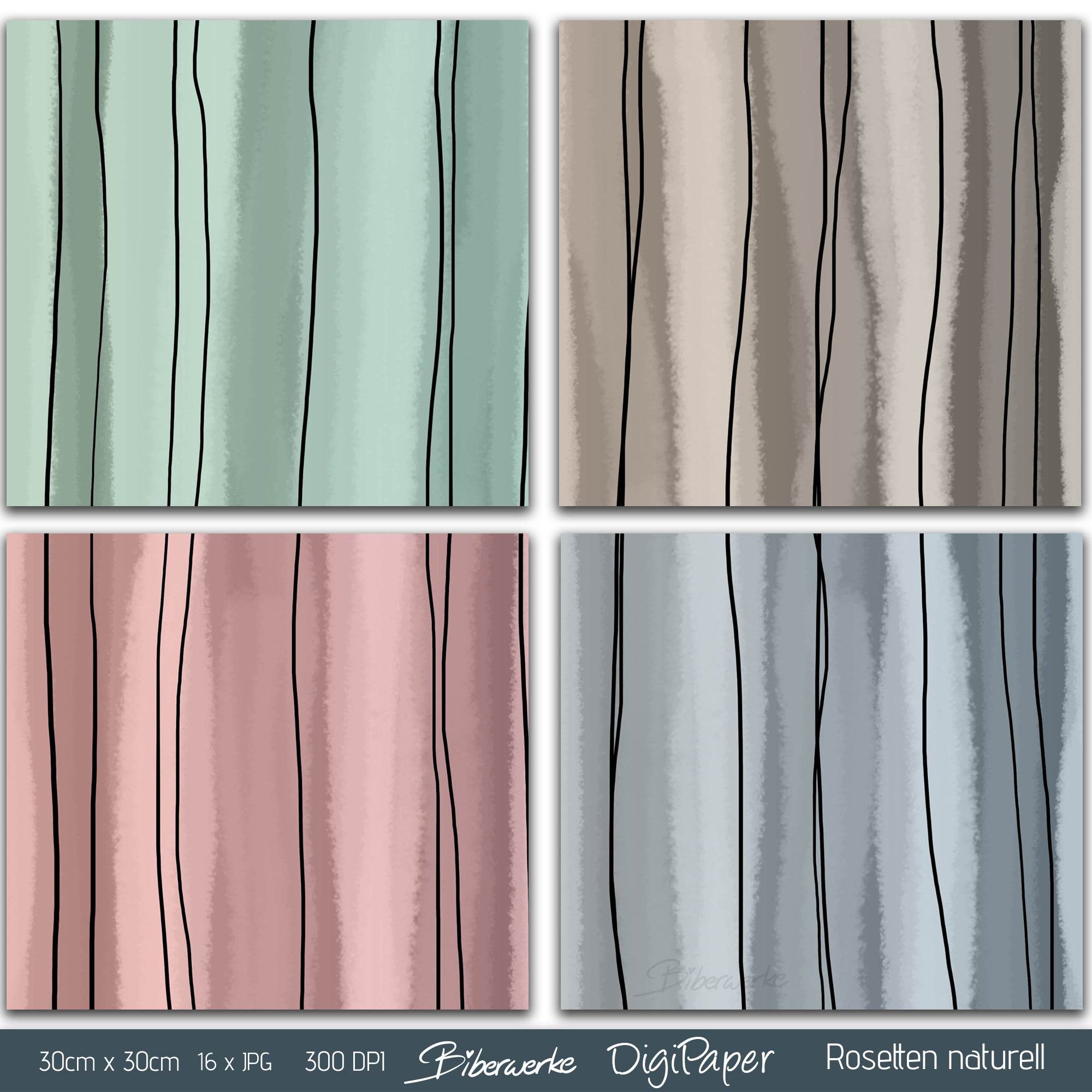 DigiPaper | Rosetten naturell | 16 teiliges Set zum Drucken & Sublimieren - Sewando