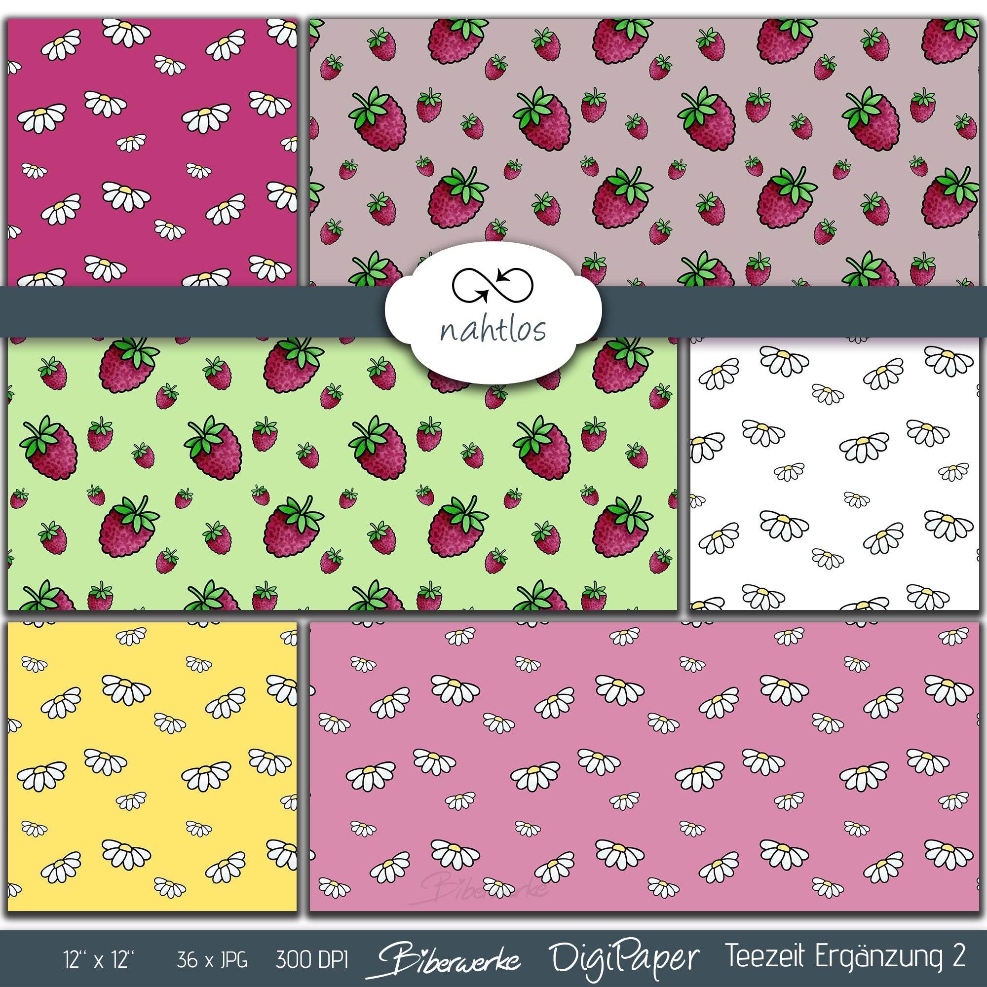DigiPaper | Teezeit Erweiterung 2 | 36 teiliges Set zum Drucken & Sublimieren - Sewando