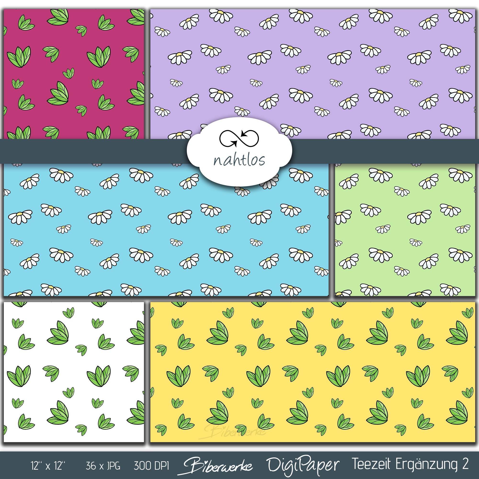 DigiPaper | Teezeit Erweiterung 2 | 36 teiliges Set zum Drucken & Sublimieren - Sewando