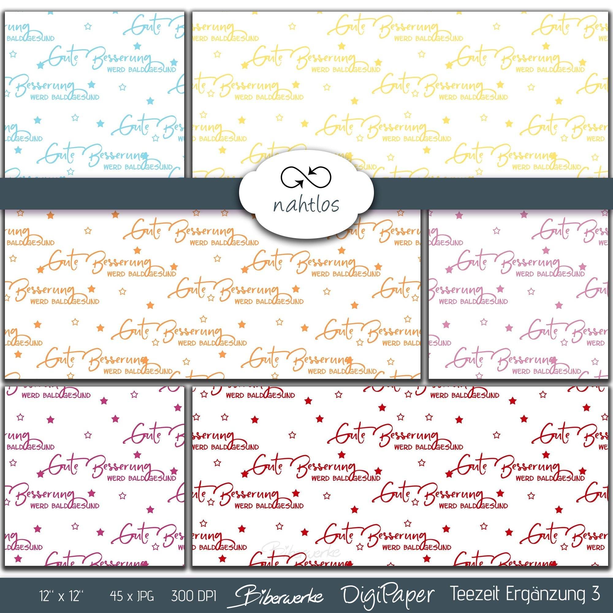 DigiPaper | Teezeit Erweiterung 3 | 45 teiliges Set zum Drucken & Sublimieren - Sewando