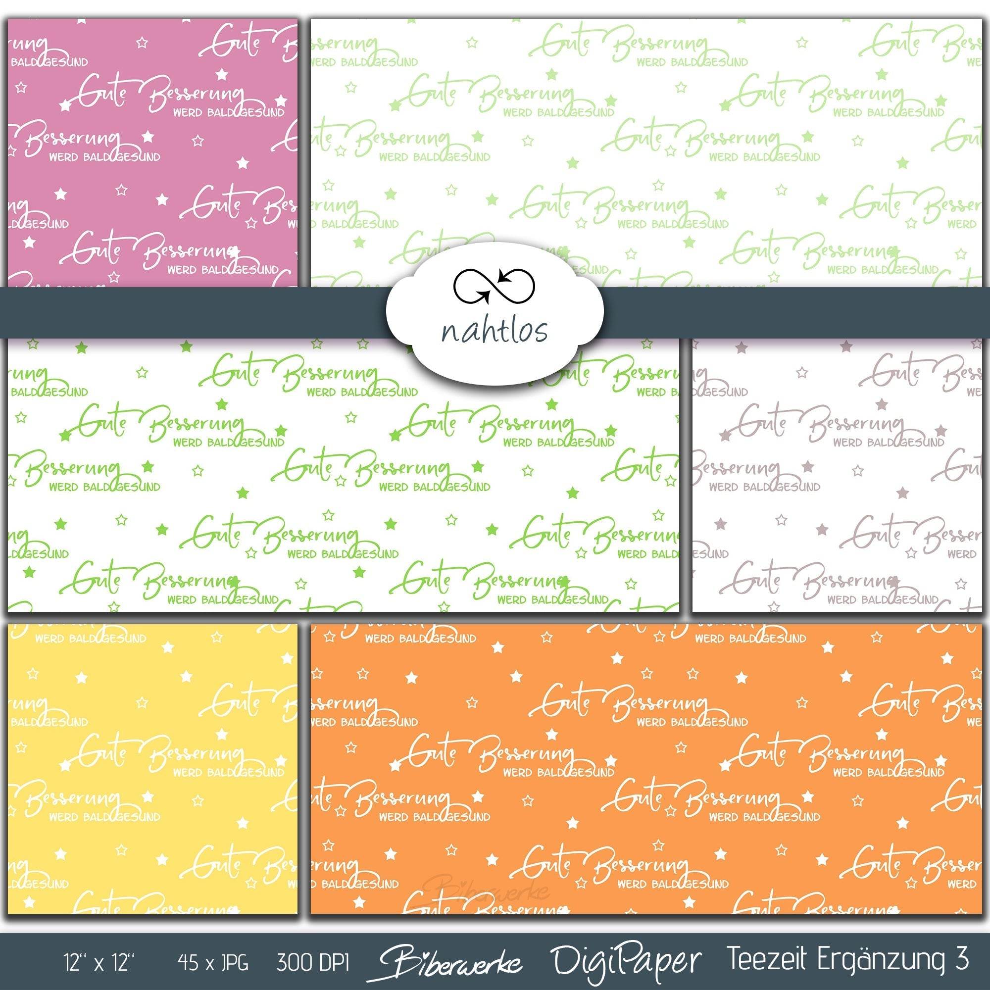DigiPaper | Teezeit Erweiterung 3 | 45 teiliges Set zum Drucken & Sublimieren - Sewando