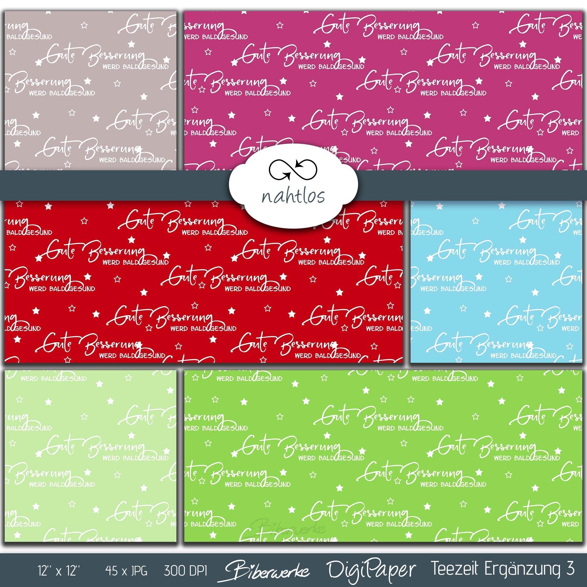 DigiPaper | Teezeit Erweiterung 3 | 45 teiliges Set zum Drucken & Sublimieren - Sewando