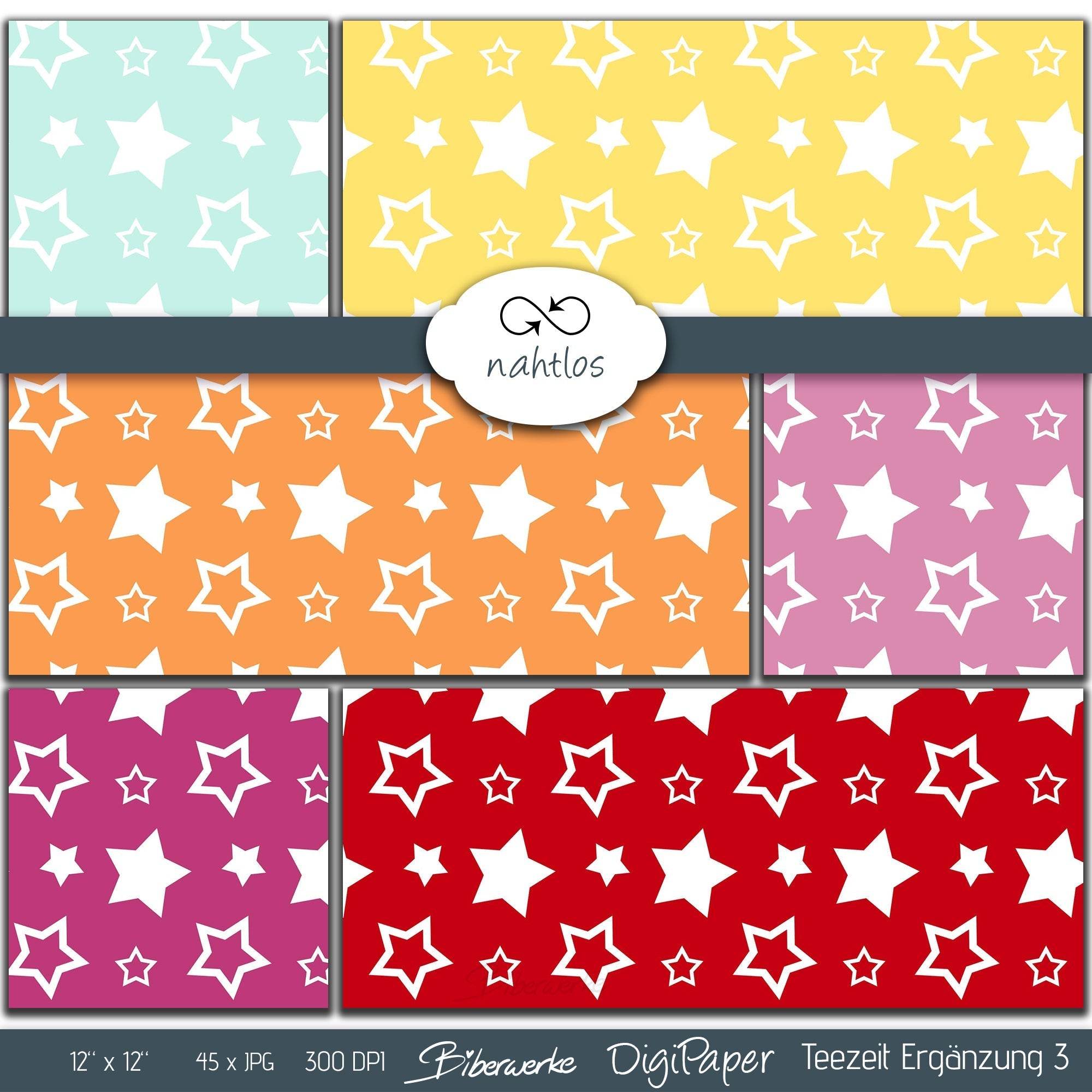 DigiPaper | Teezeit Erweiterung 3 | 45 teiliges Set zum Drucken & Sublimieren - Sewando