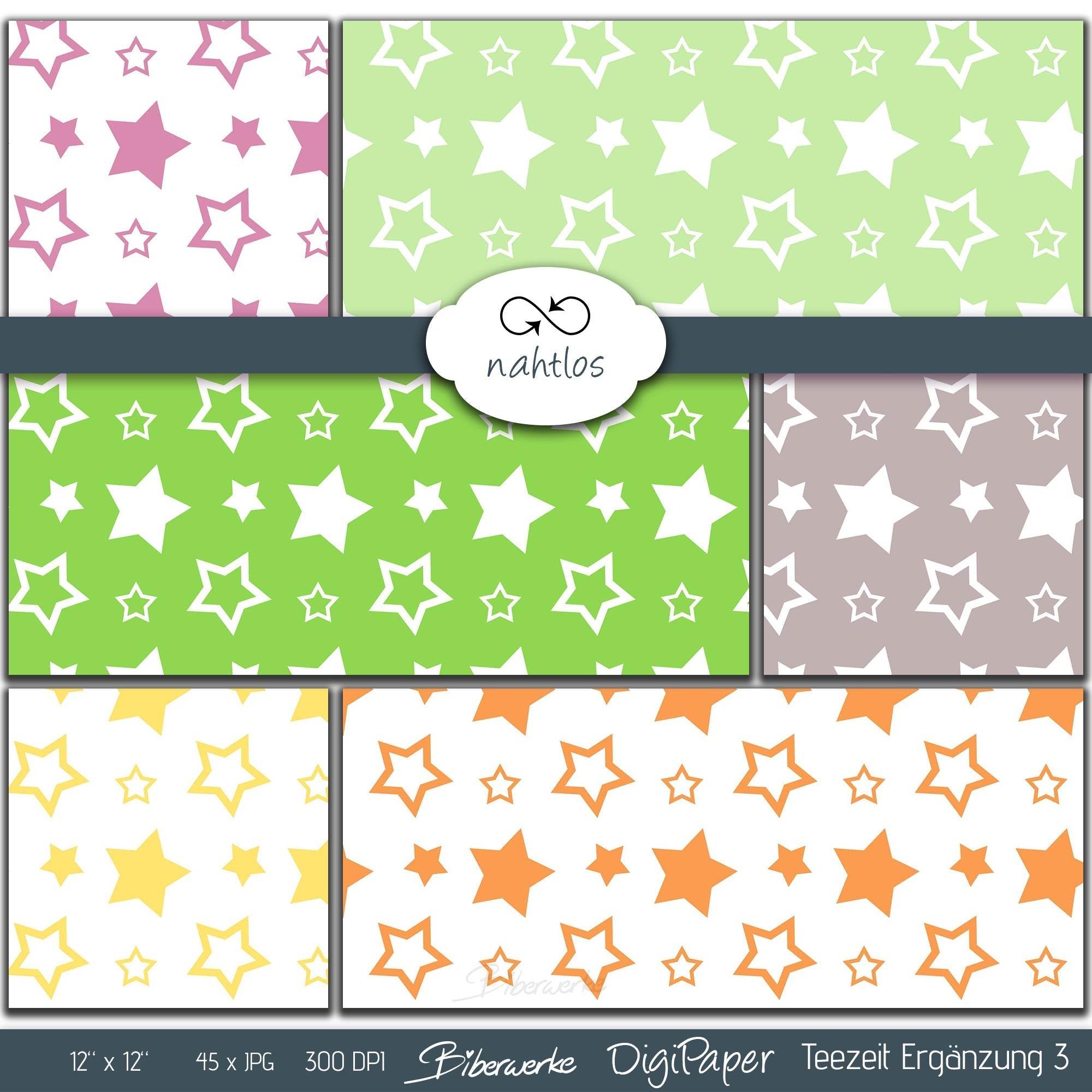 DigiPaper | Teezeit Erweiterung 3 | 45 teiliges Set zum Drucken & Sublimieren - Sewando